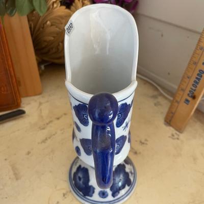 Blue and white pitcher or vase
