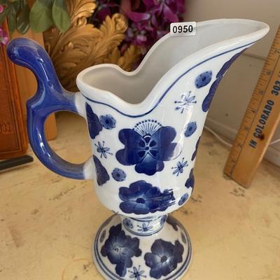 Blue and white pitcher or vase