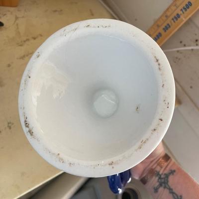 Blue and white pitcher or vase