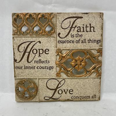 Hope Faith Love Inspirational Wall Placque