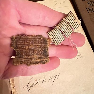 Interesting Antique Lot - Booklets, Photo, Writings Encased in Fabric