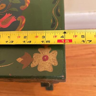 2 Pc. Folk Art Lot - Vntg. Painted Foot Stool, New Metal Wall Hanging