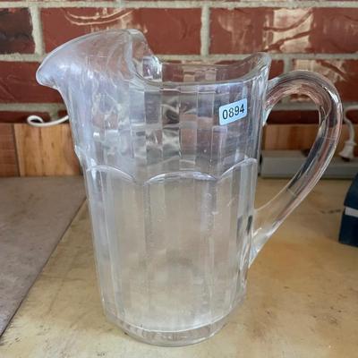 Ribbed glass pitcher