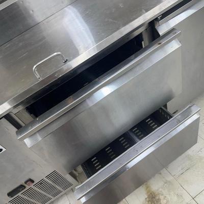 Lot 12: - Large refrigerated food prep table