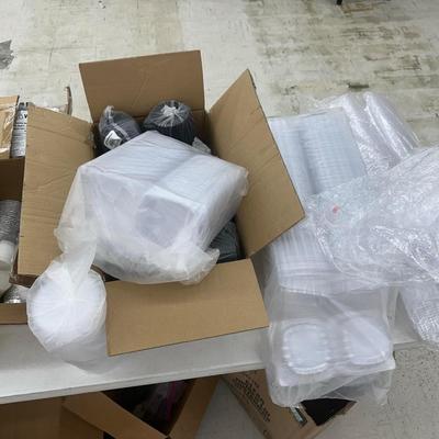Lot 21: Misc Restaurant Supplies - takeout containers and decor