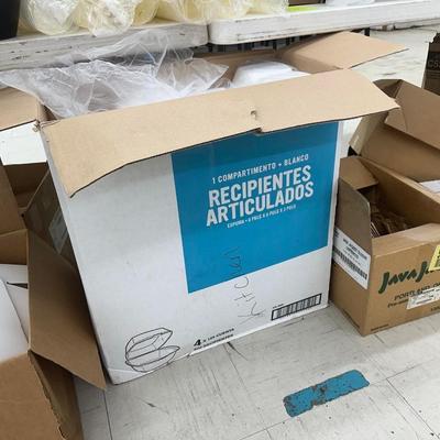 Lot 21: Misc Restaurant Supplies - takeout containers and decor