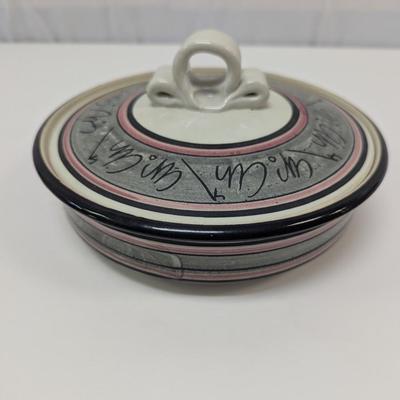 Hand Made Pottery Covered Casserole Dish with Tortilla Warmer Insert