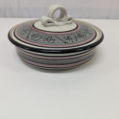 Hand Made Pottery Covered Casserole Dish with Tortilla Warmer Insert