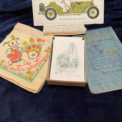 Avon card-Easter napkins-lace-notepad