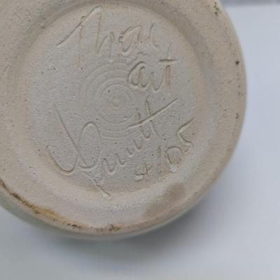 Hand Made Glazed Pottery Batter Bowl With Handle
