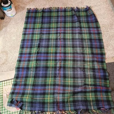 Collection of antique wool throws and blankets
