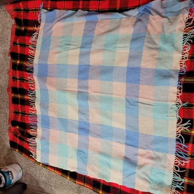 Collection of antique wool throws and blankets