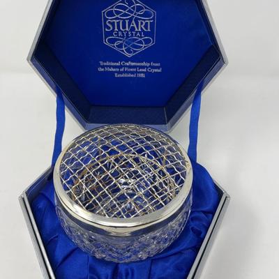 Stuart Crystal Vase and Metal Frog