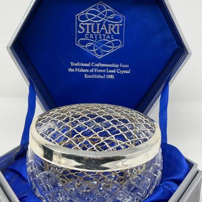 Stuart Crystal Vase and Metal Frog