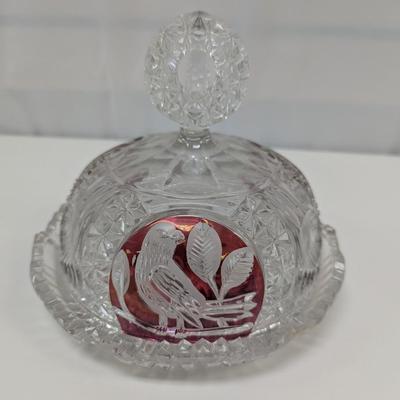 Crystal Serving Dishes - Creamer, Covered Sugar Bowl, Round Butter Dish With Lid