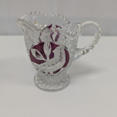 Crystal Serving Dishes - Creamer, Covered Sugar Bowl, Round Butter Dish With Lid