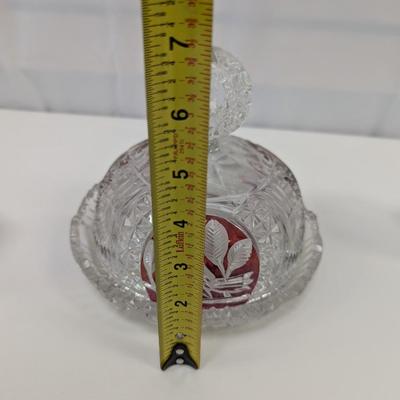 Crystal Serving Dishes - Creamer, Covered Sugar Bowl, Round Butter Dish With Lid