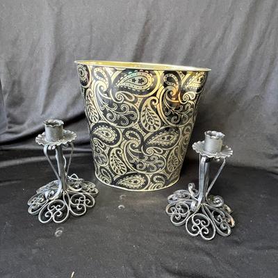 Lot 243 Vintage Trash Can & Candles