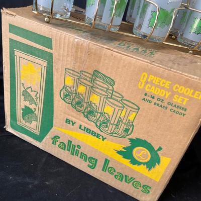 Lot 269 Vintage Libby tumbler set with rack NIB