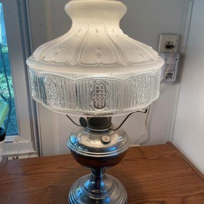 B&H Bradley Hubbard converted oil lamp w/frosted shade