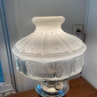 B&H Bradley Hubbard converted oil lamp w/frosted shade