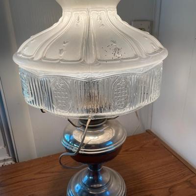 B&H Bradley Hubbard converted oil lamp w/frosted shade