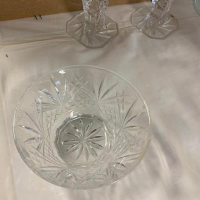 Glassware Lot Deviled Egg Plate Candlesticks More