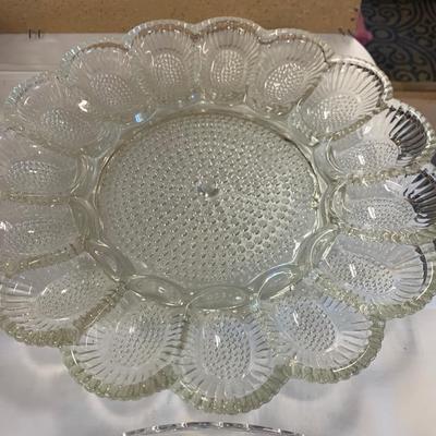 Glassware Lot Deviled Egg Plate Candlesticks More