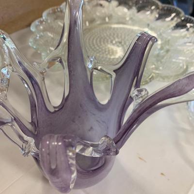 Glassware Lot Deviled Egg Plate Candlesticks More