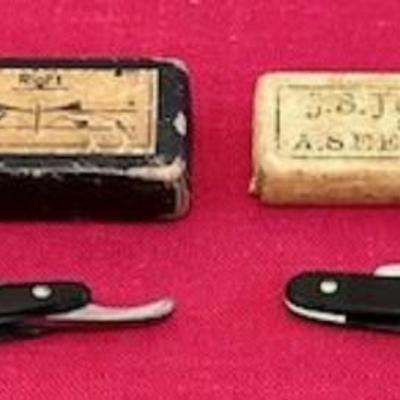 Two Antique Straight Razors With Boxes