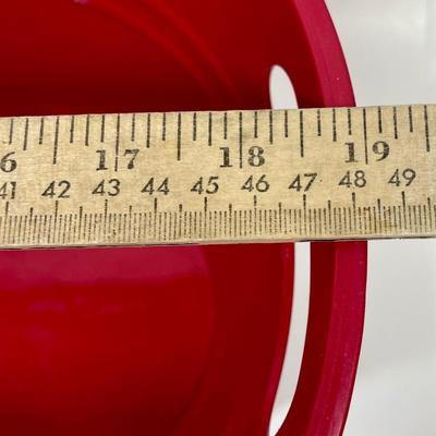 Red Plastic Bucket with Handle Cutouts