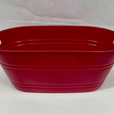 Red Plastic Bucket with Handle Cutouts
