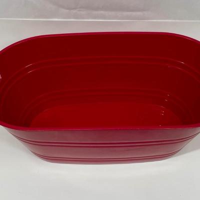 Red Plastic Bucket with Handle Cutouts