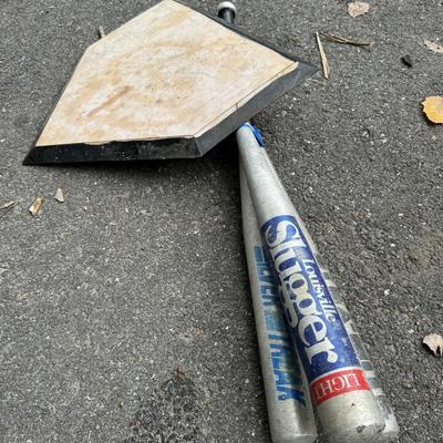 3 Softball Bats & Safe Slide Home Plate