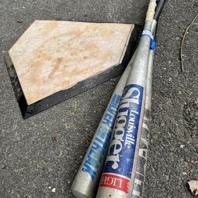 3 Softball Bats & Safe Slide Home Plate