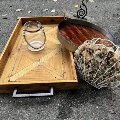 Home Decor Lot with Wooden Trays