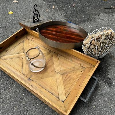 Home Decor Lot with Wooden Trays