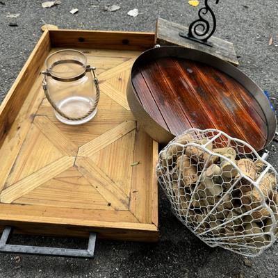 Home Decor Lot with Wooden Trays