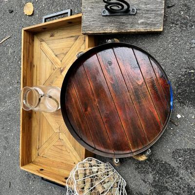Home Decor Lot with Wooden Trays