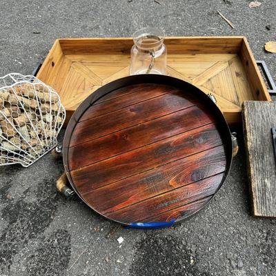 Home Decor Lot with Wooden Trays