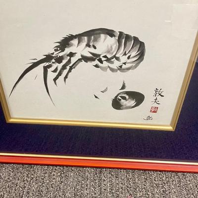 Framed Japanese Art: Spiny Lobster