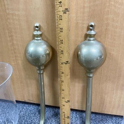 Pair of Brass Wall Hurricane Lamps