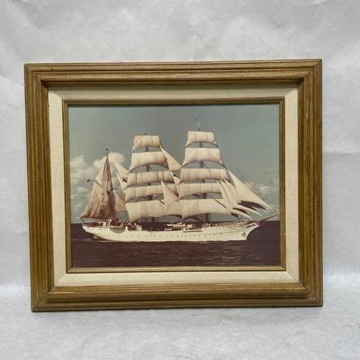 Framed Photo of US Coast Guard Eagle Training Ship