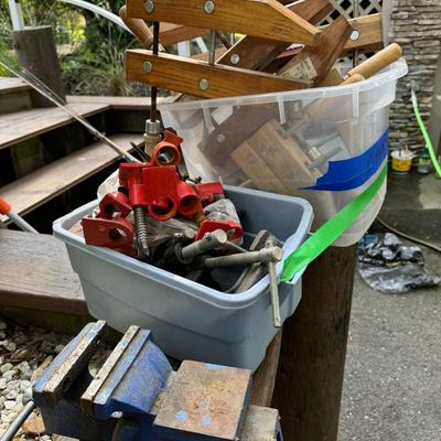 Vise & Large lot of Clamps