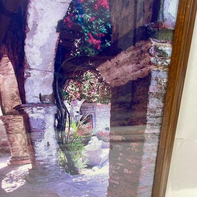 Framed Photo Print: brick Arched Walkway and Garden
