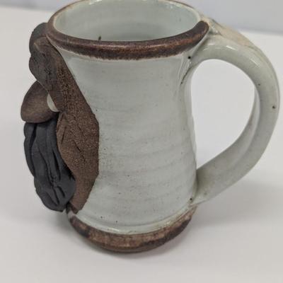 Hand Made Pottery Ugly Face 3D Mug - Signed By Artist