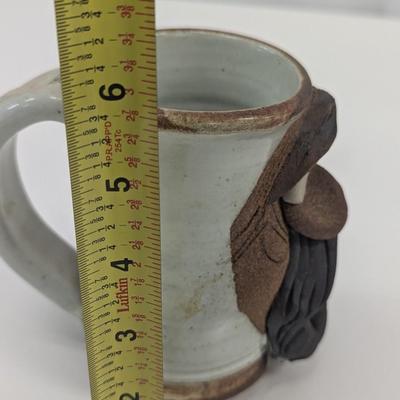 Hand Made Pottery Ugly Face 3D Mug - Signed By Artist