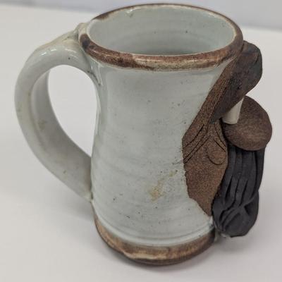Hand Made Pottery Ugly Face 3D Mug - Signed By Artist