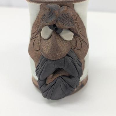 Hand Made Pottery Ugly Face 3D Mug - Signed By Artist