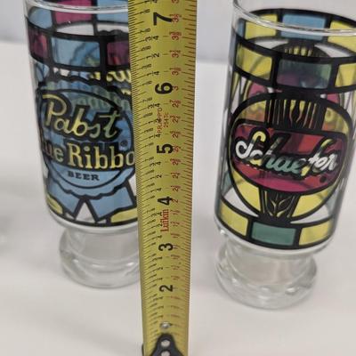Anchor Hocking Stained Glass Style Logo Beer Glasses - Set Of Three